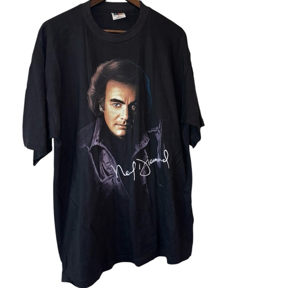 Vintage Neil Diamond US Tour 1996 Band Tee Black Purple Headshot Preloved Sz XL - Picture 5 of 13